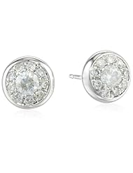 10k White Gold 1/2 Cttw Diamond with Bezel Frame Stud Earrings