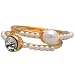 Double Solitaire White Pearl Accented Gold Tone Stackable Ring Set