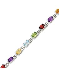 Sterling Silver 7 Inch Rainbow Semi-precious Bracelet - 7 Inch