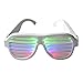 Light Up Shutter Glasses by Glowseen - Sound Reactive - USB Rechargeable Rave Glasses - White