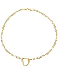 Yellow Gold Double Chain Heart Anklet