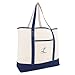 DALIX Personalized Tote Bag For Women Monogram Initial Open Top Navy Blue L