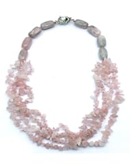 Candygem 16 Inch Long Multi Strand Baby Pink Rose Quartz Necklace From Aaliyah Hongs Designer Collection