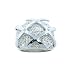 Stainless Steel Caged White Crystal Cocktail Ring, Size 7