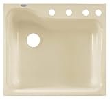 American Standard 7172.814.345 Silhouette 25-Inch Tile-Edge Americast Single Bowl Four-Hole Kitchen Sink, Bisque