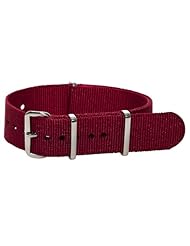20mm Classic SS Nylon Solid Maroon - Easily Interchangeable Replacement Military Watch Band / Strap - Fits All Watches!!!