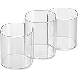 InterDesign Clarity Cosmetic Organizer Trio Cup for Vanity Cabinet to Hold Makeup Brushes, Beauty Products - Clear