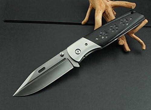 Rescue Black Handle with Dog Footprints Pocket Folding Knife MKD2-9.64''