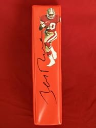 San Francisco 49ers Legend Jerry Rice Autographed Custom Photo Football End Zone Pylon, Proof Photo of Jerry Signing for Us.