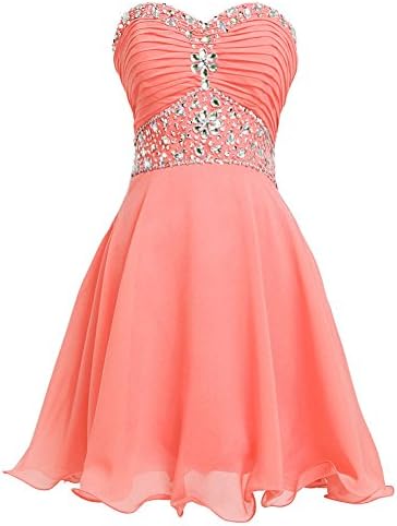 The Orient Bee Women's Sweetheart One Shoulder Chiffon Prom Cocktail Dress Short
