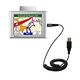 Coiled Power Hot Sync and Charge USB Data Cable w/ Tip Exchange for the Garmin Nuvi 310 - Gomadic Brand