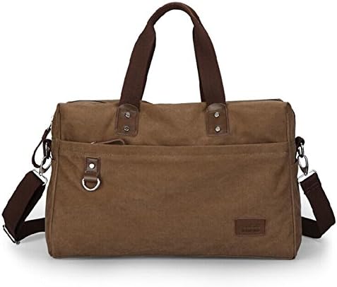 QianYing Men's Canvas Shoulder Messenger Weekend Bag Brown