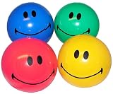 Inflatable Beachballs - 12 SMILE Happy Face inflate beach balls - assorted colors - small 8