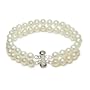 Sterling Silver 2-Row White A Grade 6.5-7mm Freshwater Cultured Pearl Bracelet, 8"