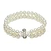 Sterling Silver 2-Row White A Grade 6.5-7mm Freshwater Cultured Pearl Bracelet, 8"