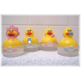 Baby Shower Diaper gift rubber duck duckies in glycerin soaps wrapped nicely in cellaphane with ribbon