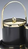 Review Kraftware  / Kraftware 50054 Sophisticates Black with Polished Brass 3 Quart Ice Bucket with Track Handle, Bands and Metal Cover