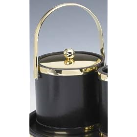 Kraftware 50054 Sophisticates Black with Polished Brass 3 Quart Ice Bucket with Track... by Kraftware