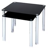 SET OF TWO GLASS AND CHROME COFFEE TABLE SIDE / END TABLE