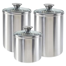 Oggi Stainless Steel Airtight 3 Piece Canister Set