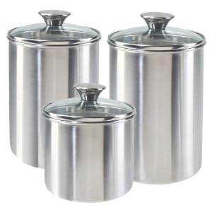 Oggi Stainless Steel Airtight 3 Piece Canister Set