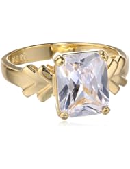 Simulated Diamond Emerald Shape Solitaire Ring, Size 7