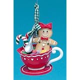 Gingerbread Kisses Cookie Girl in Heart Coffee Cup Christmas Ornament by Kurt Adler