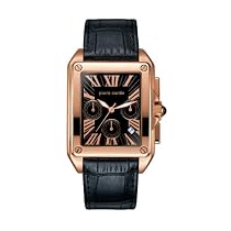 Pierre Cardin Men's Time Couture Collection LeSigne Black Rose-Gold Leather Strap Watch #PC67571.1IR022