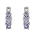 High Quality Earrings With Precious Stones - Genuine Tanzanites and Topazes in White Gold Length 11mm