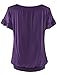 Bepei Women Top V Neck Short Sleeves Front Pleated Tunic Shirts Blouses