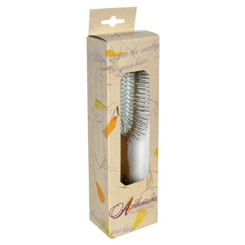 Best Price Ambassador Hairbrush, Wood Rectangle, Steel Pins, 1 Hairbrush (Pack of 2)