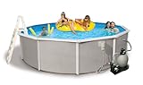 Blue Wave Belize 18-Feet Round  52-Inch Deep 6-Inch Top Rail Metal Wall Swimming Pool Package