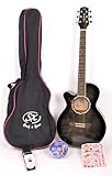 FG1K CBK Black Left Handed Acoustic Guitar Package w/Carry Bag, and Instructional DVD