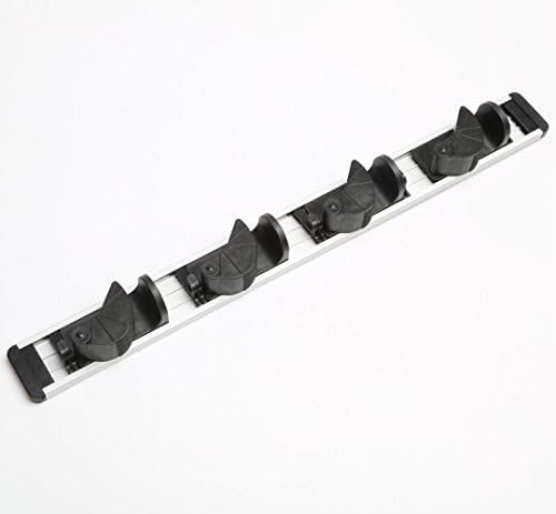 Yondwin Aluminium &amp; Plastic Wall Mounted Mop and Broom Holder Organization with 4 Position with 5 Hooks