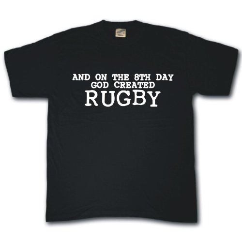And on the 8th day God created Rugby black standard fit T-shirt