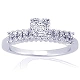 1.30 Ct Asscher Cut Diamond Engagement Ring Pave GIA SI