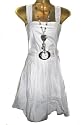 Ladies Pure White Puff Hem Dress with Belt in size 8 - 10