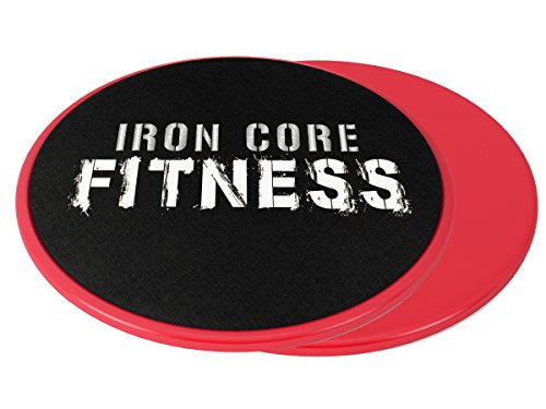 2 x Dual Sided Gliding Discs Core Sliders by Iron Core Fitness | Ultimate Core Trainer | Gym, Home Abdominal & Total Body Workout Equipment | For use on ALL surfaces