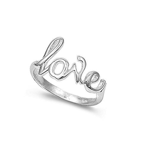 Love Ring in Script Sterling Silver 925