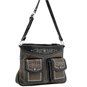 Lou-Ella Wild West Collection Designer Shoulder Bag in Distressed Gunmetal