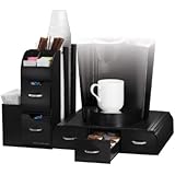 Mind Reader "Combine" 2-Piece Single Serve Coffee Pod Drawer and Condiment Organizer Station, Black