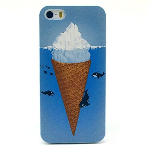 Cute funny Picture Hard Back Case Cover Skin For Apple iPhone5 5G 5S -Dolphin Ice Cream (Package includes: 1 X Screen Protector and Stylus Pen image”Gift_Source”)