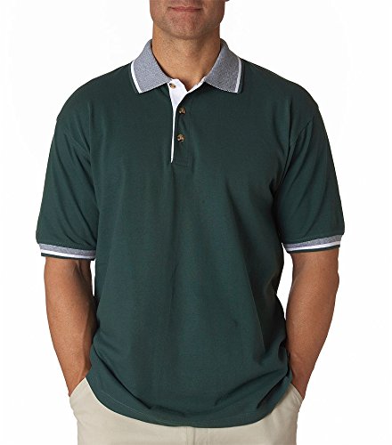 UltraClub Men's Striped Collar Polo Shirt