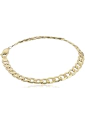 14k Yellow Gold 6 Sided Curb Chain Bracelet, 8.5"