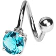 Aqua Cubic Zirconia Round Spiral Twister Belly Ring