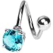 Aqua Cubic Zirconia Round Spiral Twister Belly Ring
