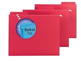 Smead FasTab Hanging Folders, Letter Size (8.5 x 11), Red, 20 per Box (64096)