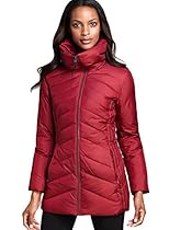 Marc New York Women's Long Sleeve Chevron Quilted Down Coat, Size S, Mulberry