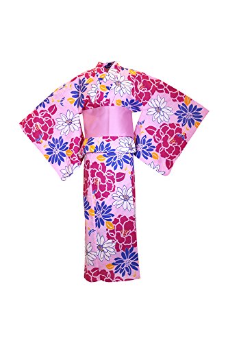 myKimono-Womens-Traditional-Japanese-Kimono-Robe-Yukata-490-with-Obi-Belt-Pink-and-flower-pattern