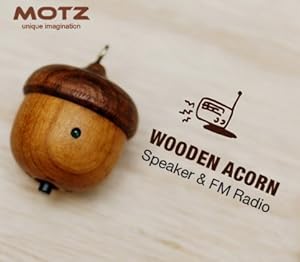Motz Tiny Wooden Acorn Speaker (Bulid-in FM Radio) for iPod and MP3 Player (100% Made in Handicraft)